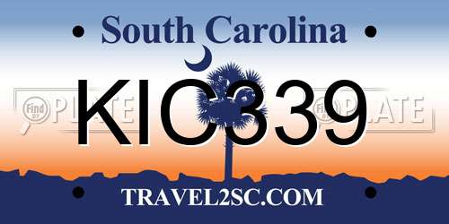 KIC339 South Carolina License Plate
