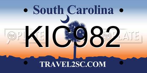 KIC982 South Carolina License Plate
