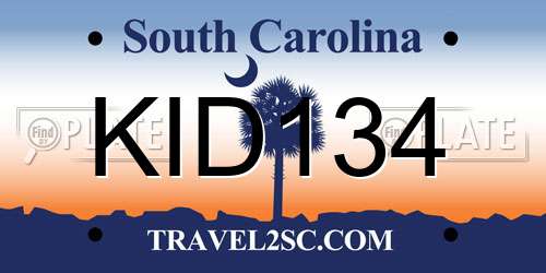 KID134 South Carolina License Plate
