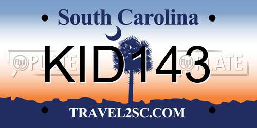 KID143 South Carolina License Plate