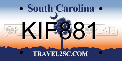 KIF881 South Carolina License Plate
