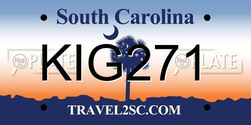 KIG271 South Carolina License Plate