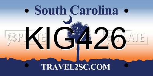 KIG426 South Carolina License Plate