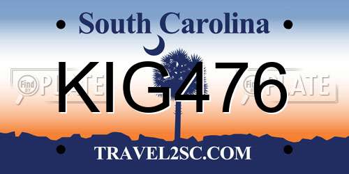 KIG476 South Carolina License Plate