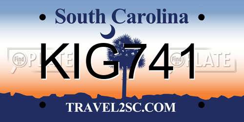 KIG741 South Carolina License Plate