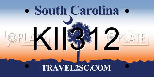 KII312 South Carolina License Plate