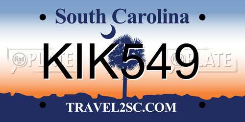 KIK549 South Carolina License Plate