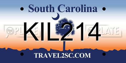 KIL214 South Carolina License Plate