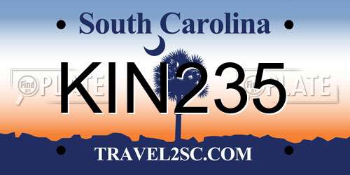 KIN235 South Carolina License Plate