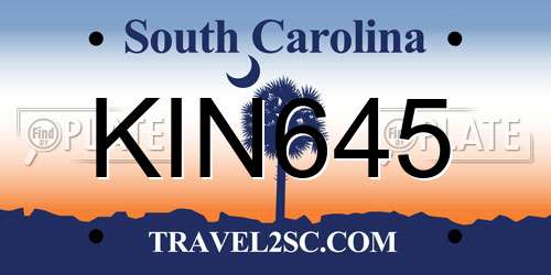 KIN645 South Carolina License Plate