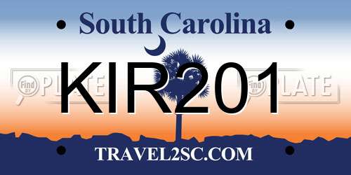 KIR201 South Carolina License Plate