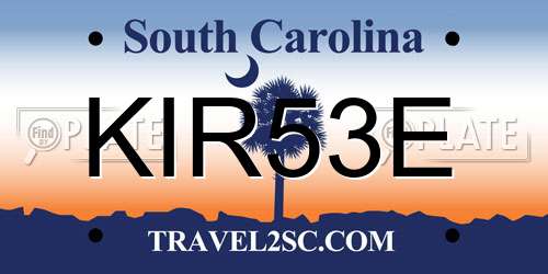 KIR53E South Carolina License Plate
