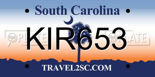 KIR653 South Carolina License Plate