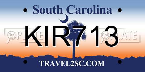 KIR713 South Carolina License Plate