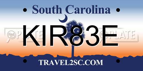 KIR83E South Carolina License Plate