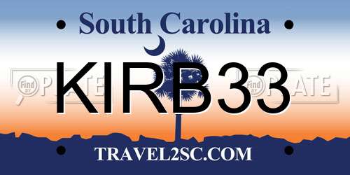 KIRB33 South Carolina License Plate