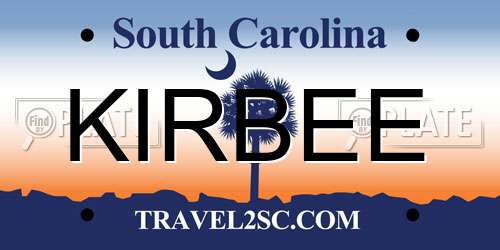 KIRBEE South Carolina License Plate