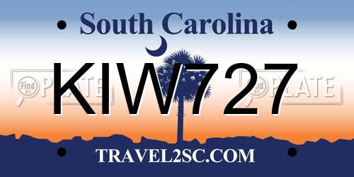 KIW727 South Carolina License Plate