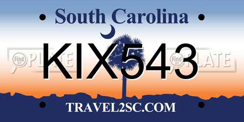 KIX543 South Carolina License Plate