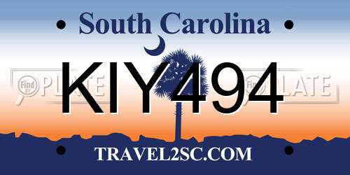 KIY494 South Carolina License Plate