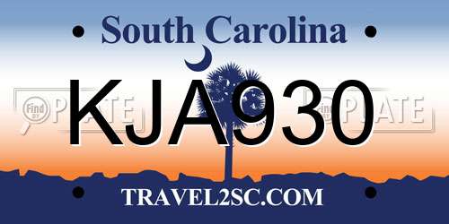 KJA930 South Carolina License Plate