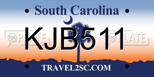 KJB511 South Carolina License Plate