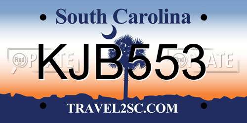 KJB553 South Carolina License Plate
