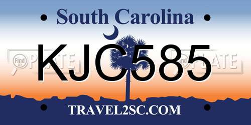 KJC585 South Carolina License Plate