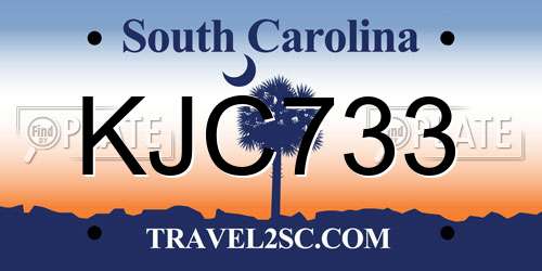 KJC733 South Carolina License Plate