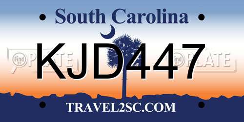 KJD447 South Carolina License Plate