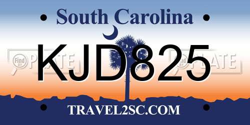 KJD825 South Carolina License Plate
