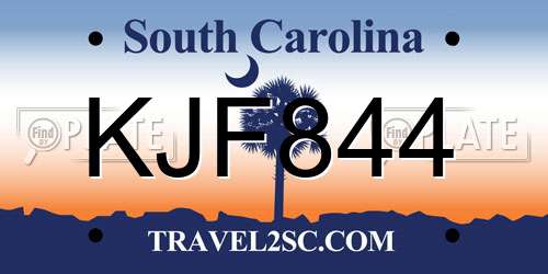 KJF844 South Carolina License Plate