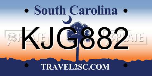 KJG882 South Carolina License Plate