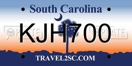 KJH700 South Carolina License Plate