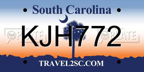 KJH772 South Carolina License Plate