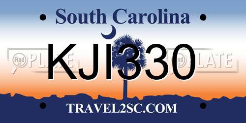 KJI330 South Carolina License Plate