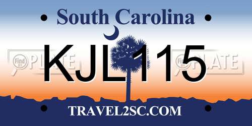 KJL115 South Carolina License Plate