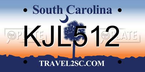 KJL512 South Carolina License Plate
