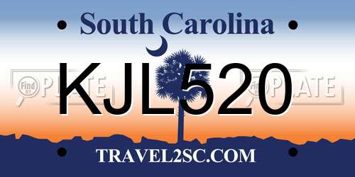 KJL520 South Carolina License Plate