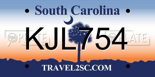 KJL754 South Carolina License Plate