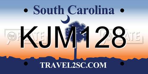 KJM128 South Carolina License Plate