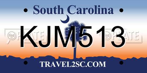 KJM513 South Carolina License Plate