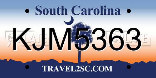 KJM5363 South Carolina License Plate