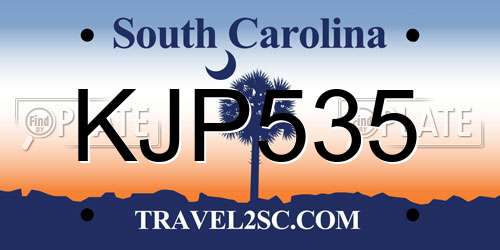 KJP535 South Carolina License Plate