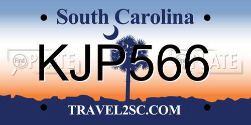 KJP566 South Carolina License Plate