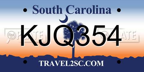 KJQ354 South Carolina License Plate