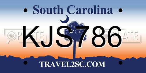 KJS786 South Carolina License Plate