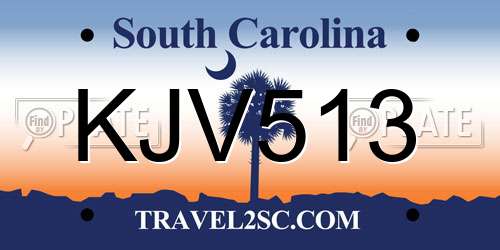 KJV513 South Carolina License Plate