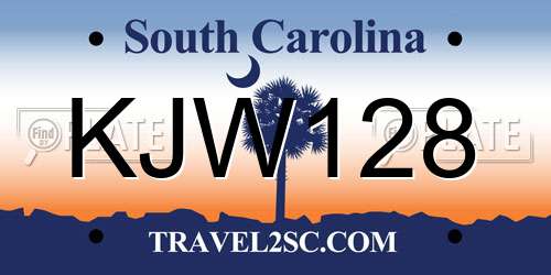 KJW128 South Carolina License Plate