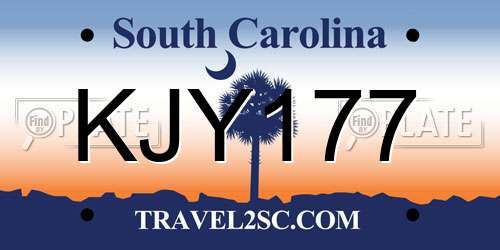 KJY177 South Carolina License Plate